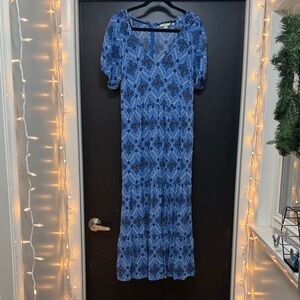 Boden Navy Blue Patterned Maxi Dress